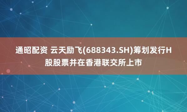 通昭配资 云天励飞(688343.SH)筹划发行H股股票并在香港联交所上市
