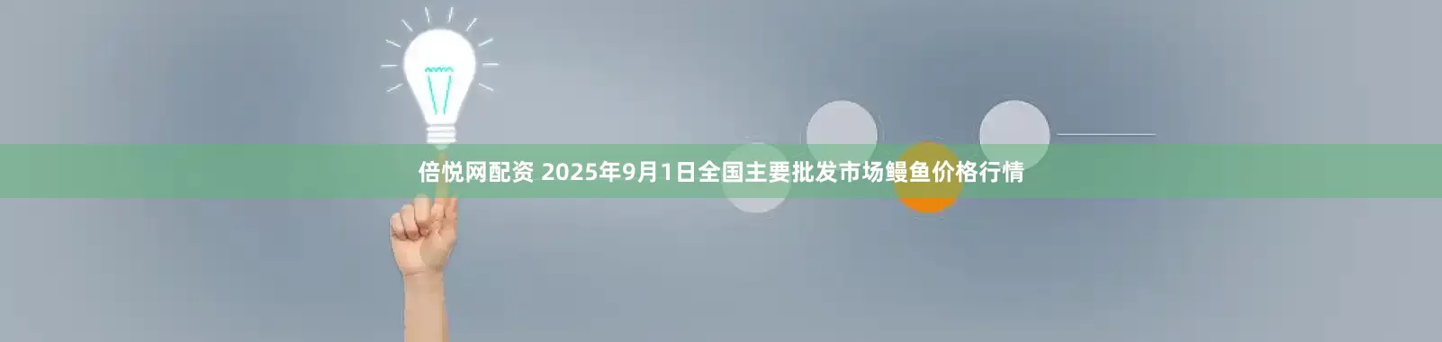 倍悦网配资 2025年9月1日全国主要批发市场鳗鱼价格行情